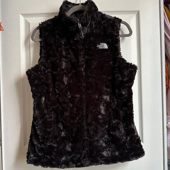 North Face Women’s Small Reversible Full Zip Quilted Puffer Faux Fur Lined Vest - Picture 5 of 8
